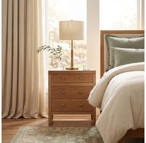 Nora Light Natural Rectangular 3 Drawer Nightstand