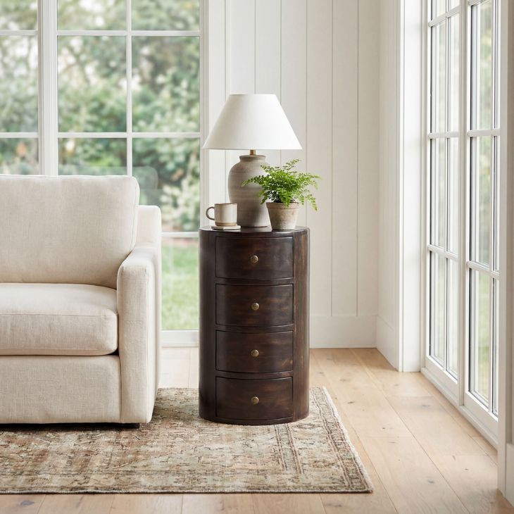 Liam Dark Brown Wood Storage End Table