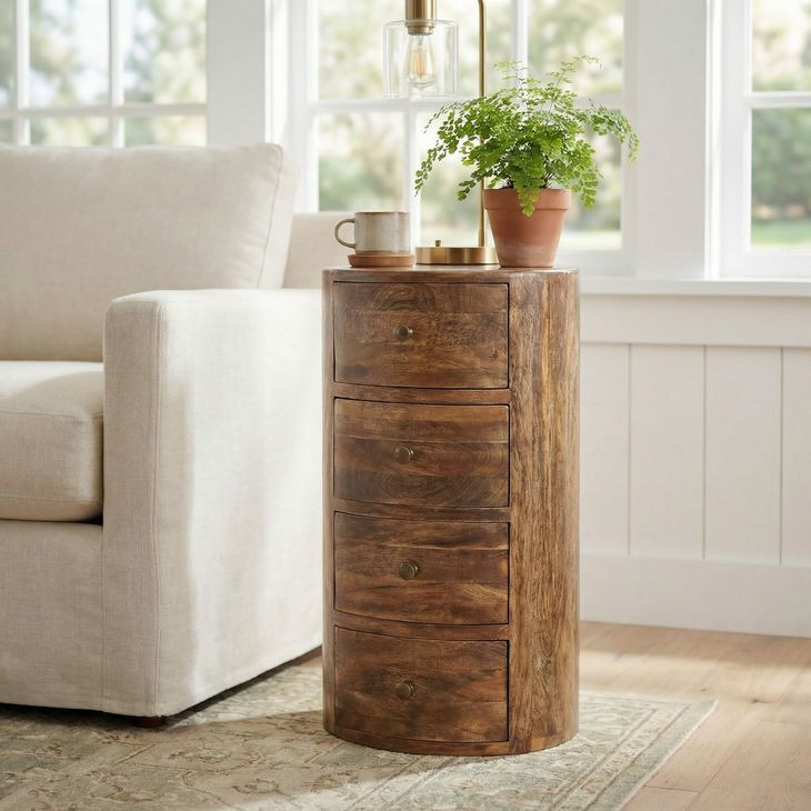 Liam Light Brown Wood Storage End Table