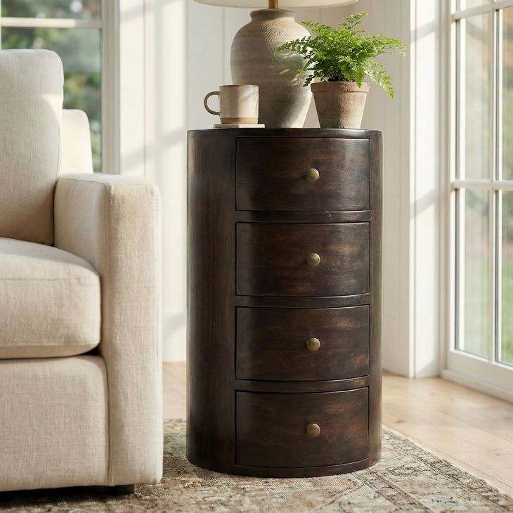 Liam Dark Brown Wood Storage End Table
