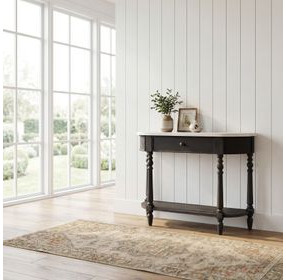 Danielle Washed Black And White Marble Console Table