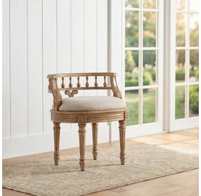 Hathaway Antique Beige Vanity Stool