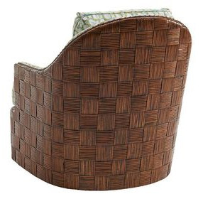 Island Fusion Nagano Green and White Upholstered Swivel Chair with Nailhead Trim