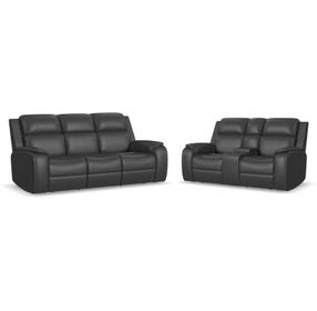 Ziggy Ash Gray Leather Zero Gravity Power Reclining Living Room Set
