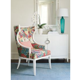 Dover Avondale Red and Green Upholstered Lounge Chair with Pillow