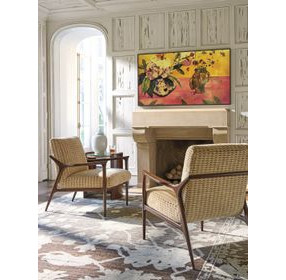 Rendezvous White and Blue Upholstered Warren Accent Chair