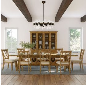 Telluride Brown and Beige Upholstered 11 Piece Dining Set