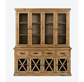 Telluride Brown 8 Glass Door Buffet and Hutch with LED