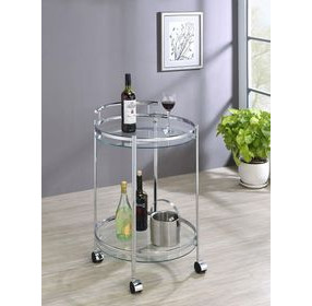 Chrissy Chrome Round Glass Bar Cart