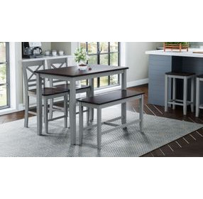 Asbury Park Gray and Brown 4 Piece Counter Height Dining Set with Bench
