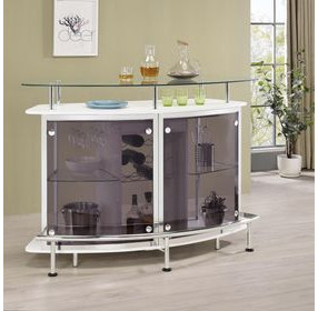 Gideon White Crescent Shaped Glass Top Bar Unit