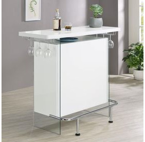 Acosta High Gloss White And Chrome Bar Unit