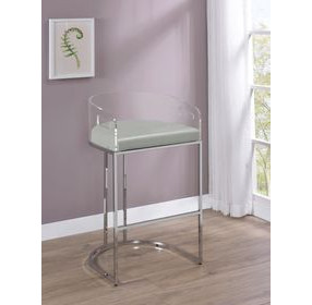 Thermosolis Grey And Chrome Acrylic Back Bar Stool Set of 2