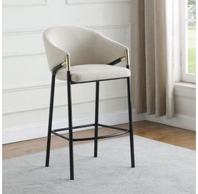 Chadwick Beige And Glossy Black Sloped Arm Bar Stool Set of 2