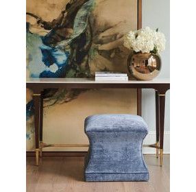 Sutton Carlyle Blue Upholstered Square Ottoman