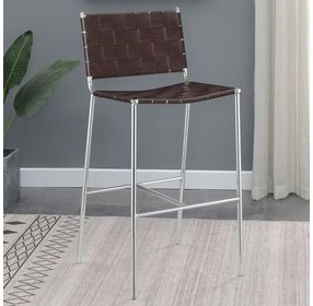 Adelaide Brown And Chrome Upholstered Open Back Bar Stool