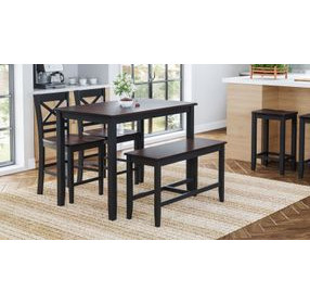 Asbury Park Black and Brown 4 Piece Counter Height Dining Set with Bench