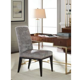 Lowell Blue Upholstered Side Chair with Nailhead Trim