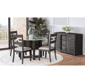 Altamonte Brushed Gray 48" Round Glass Top Dining Table