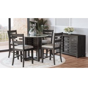 Altamonte Brushed Gray 48" Round Glass Top Counter Height Dining Table