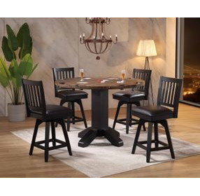 Ashford Black and Brown Round Counter Height Game Table