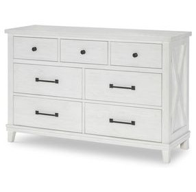 Flatiron Aged White 7 Drawer Dresser