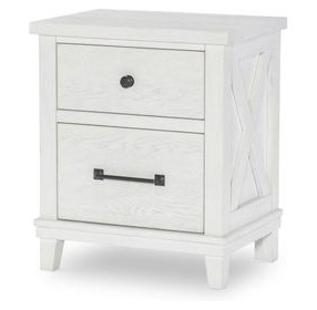 Flatiron Aged White 2 Drawer Nightstand with USB Charging