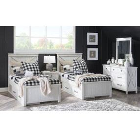 Flatiron Aged White Twin Panel Bed