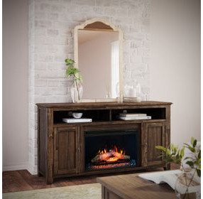 Bakersfield Distressed Brown 60" TV Stand with Electric Fireplace