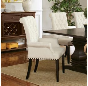 Mapleton Beige Tufted Back Upholstered Arm Chair