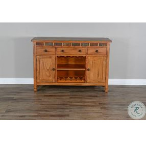 Willow Nest Natural Slate Beige Wood 3 Door Buffet