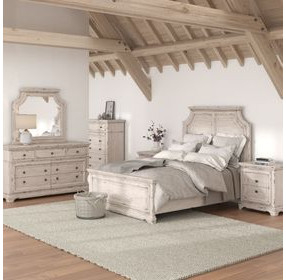 Providence Antique White 7 Drawer Dresser and Arched Mirror