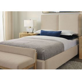 Joinery Espresso Oak and Ivory Cream Performance Fabric King Upholstered Panel Bed