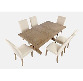 Carlyle Crossing Medium Brown Upholstered 7 Piece Dining Set