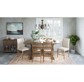 Carlyle Crossing Medium Brown Upholstered 6 Piece Dining Set with Bench