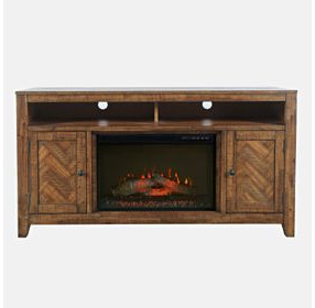 Fairview Oak Dark Brown 60" TV Stand with Electric Fireplace