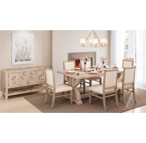 Fairview Ash and Beige Upholstered 7 Piece Dining Set with Nailhead Trim