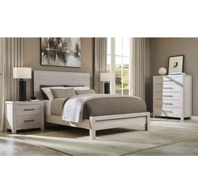 Joinery Washed White Oak Plank Panel Bedroom Set