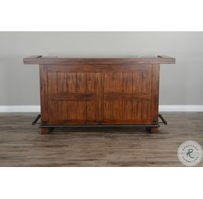 Golden Hearth Medium Brown 78" Farmhouse Wood Home Bar