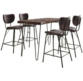 Nature's Edge Slate and Dark Brown Upholstered 5 Piece Counter Height Dining Set