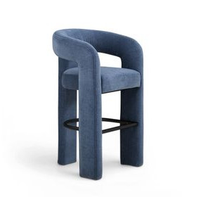 Malone Denim Blue Performance Fabric Upholstered Bar Stool