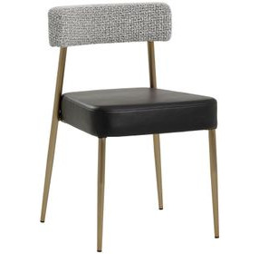 Kiran Bravo Black and Helios Check Black Upholstered Stackable Dining Chair Set of 2