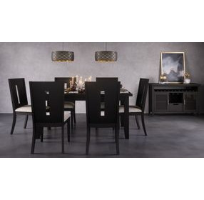 Urban Icon Black and Gray Upholstered 7 Piece Dining Set