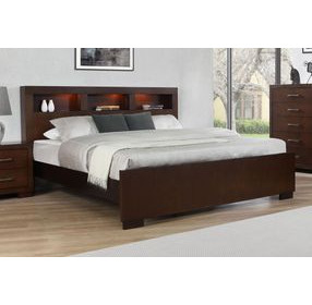 Jessica Cappuccino Queen Bookcase Bed