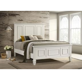 Sandy White Queen Panel Bed