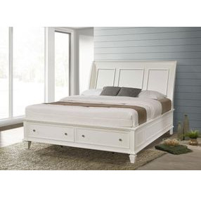 Sandy White King Storage Sleigh Bed