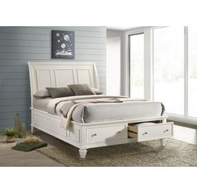 Sandy White Queen Storage Sleigh Bed