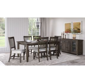 Willow Dark Brown and Beige Upholstered 7 Piece Dining Set with Nailhead Trim