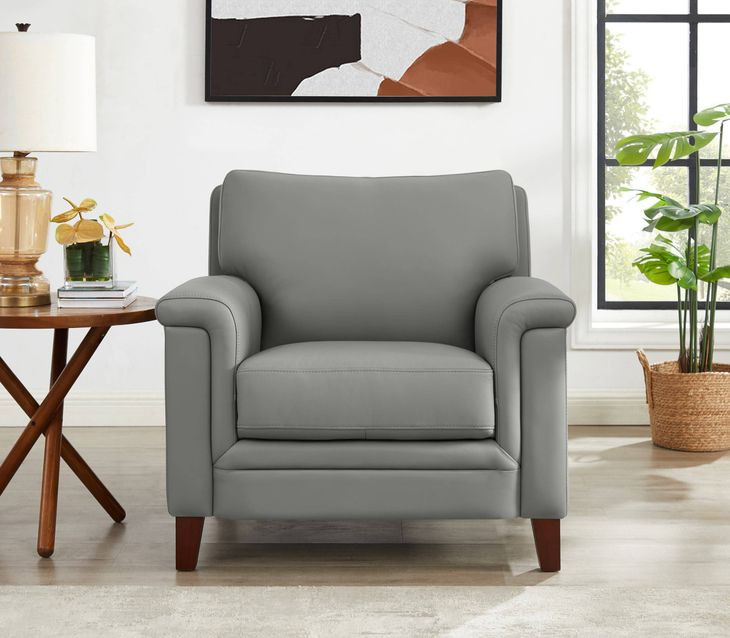 Wendover Silver Leather Upholstered Accent Chair