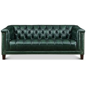 Picavel Green Leather Living Room Set